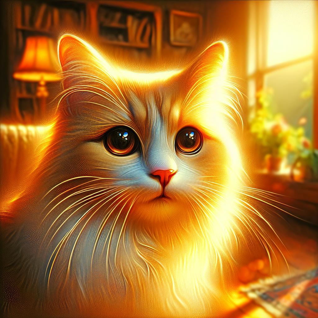 Tabby cat basking in a sunbeam on a carpet