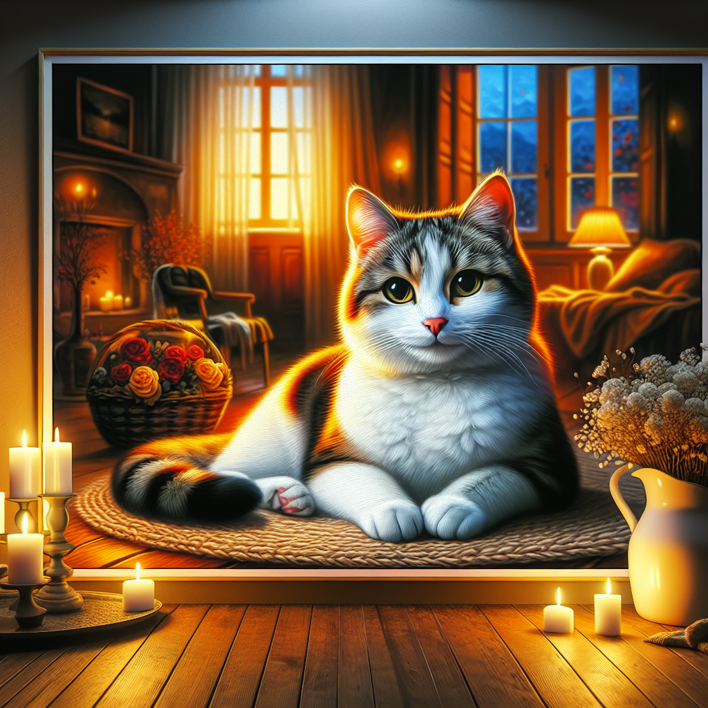 A tabby cat exploring a moonlit garden