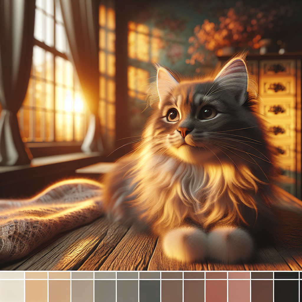 A tabby cat napping in a sunbeam on a cozy carpet.