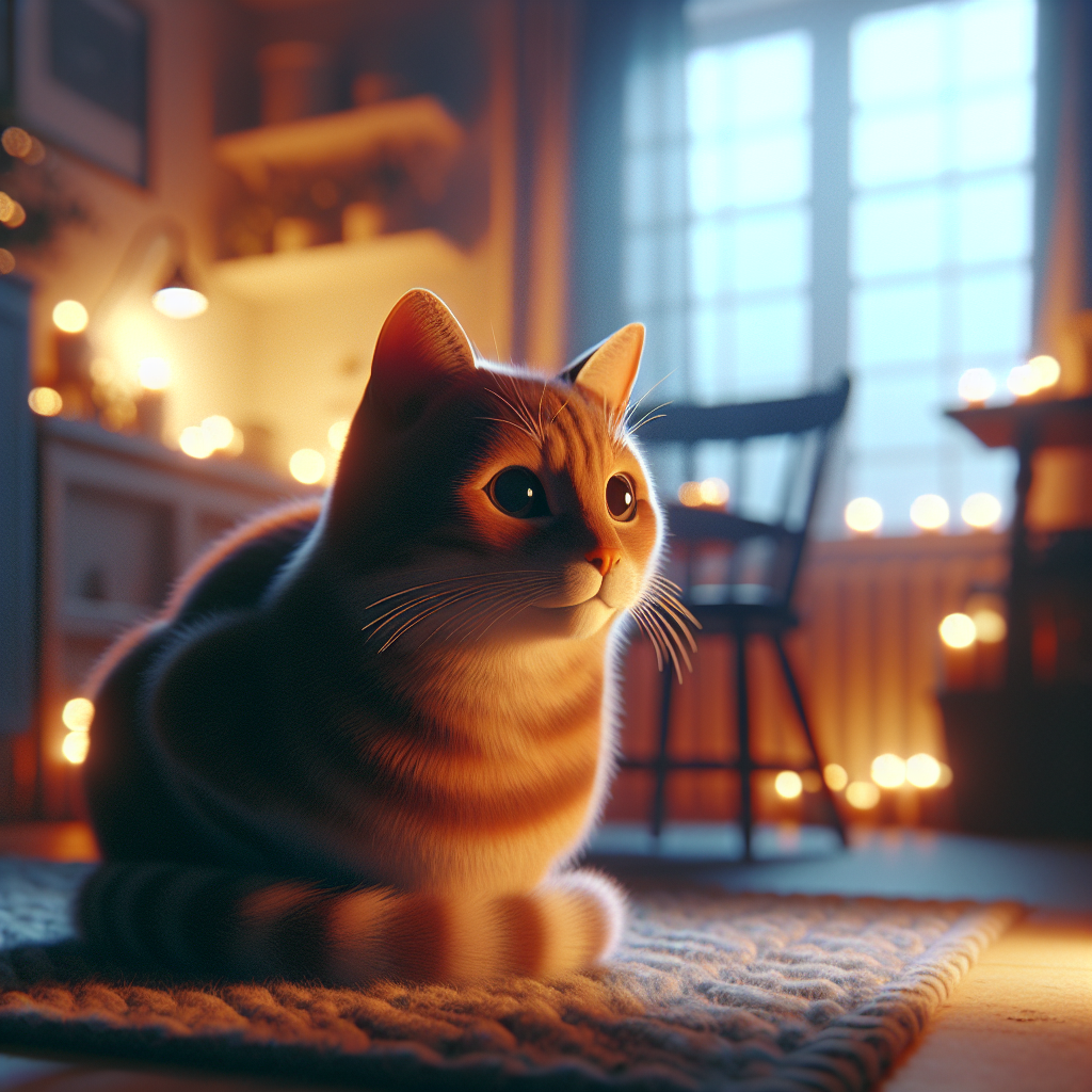Whiskers the tabby cat under moonlight