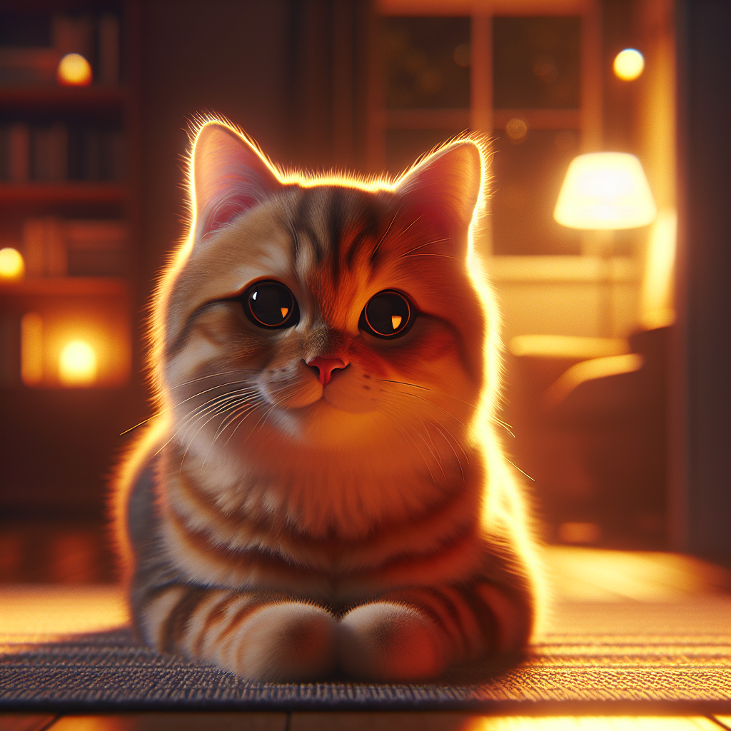 A curious tabby cat with whiskers twitching in the night