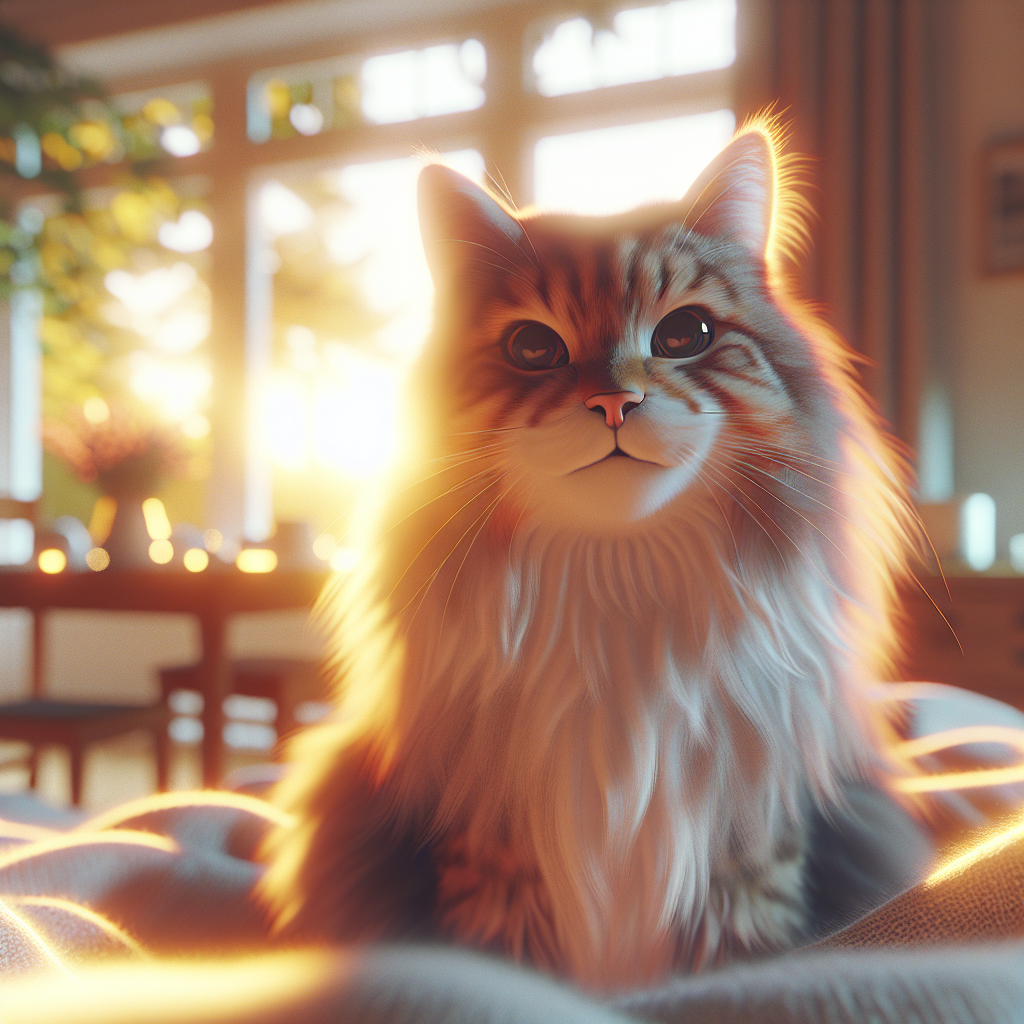 A tabby cat basking in the morning sun