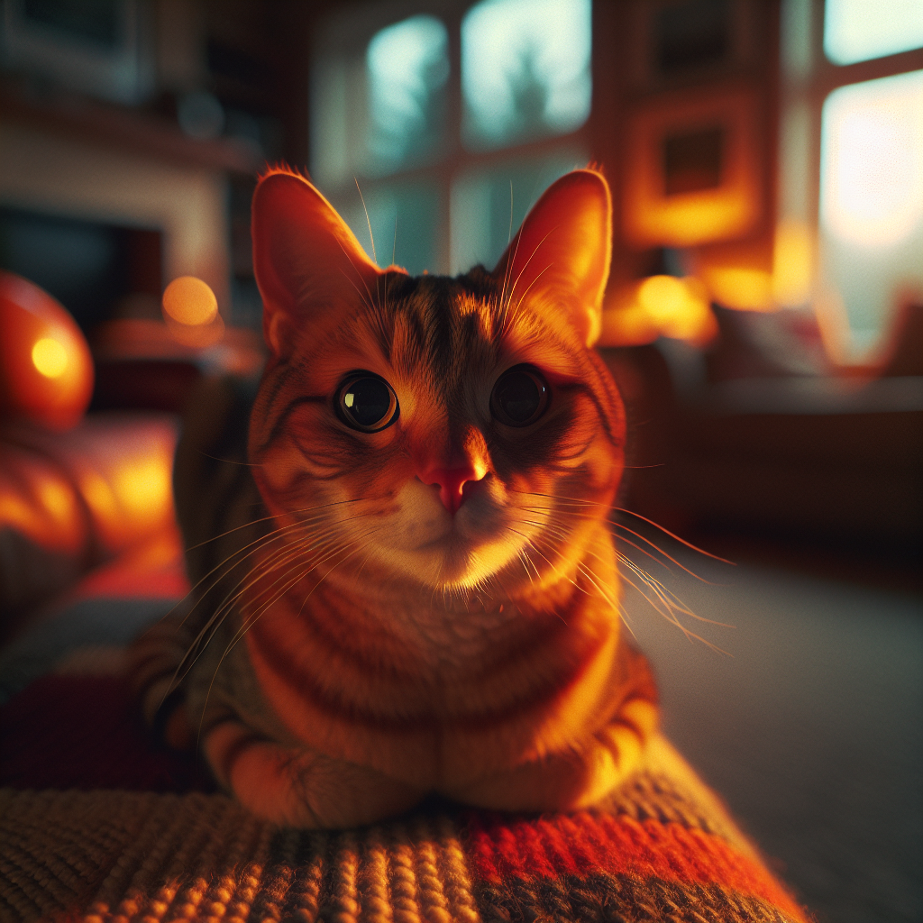 A tabby cat exploring a moonlit garden
