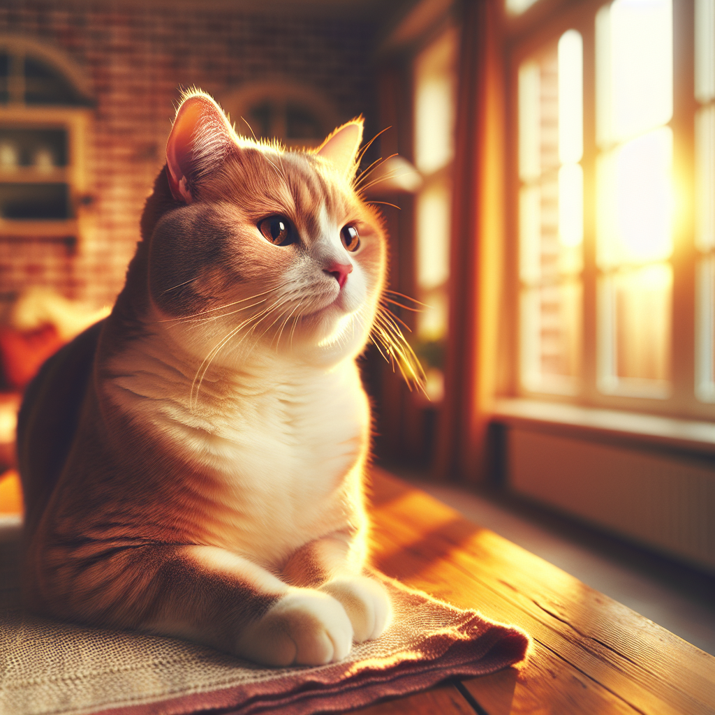 A fluffy tabby cat napping in a sunny windowsill.