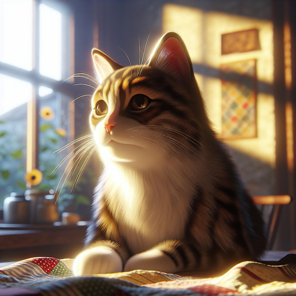 A tabby cat lounging on a sunny window sill.