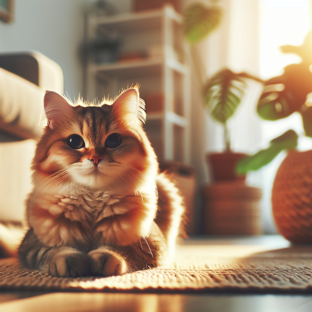 A fluffy tabby cat sunbathing on a windowsill.