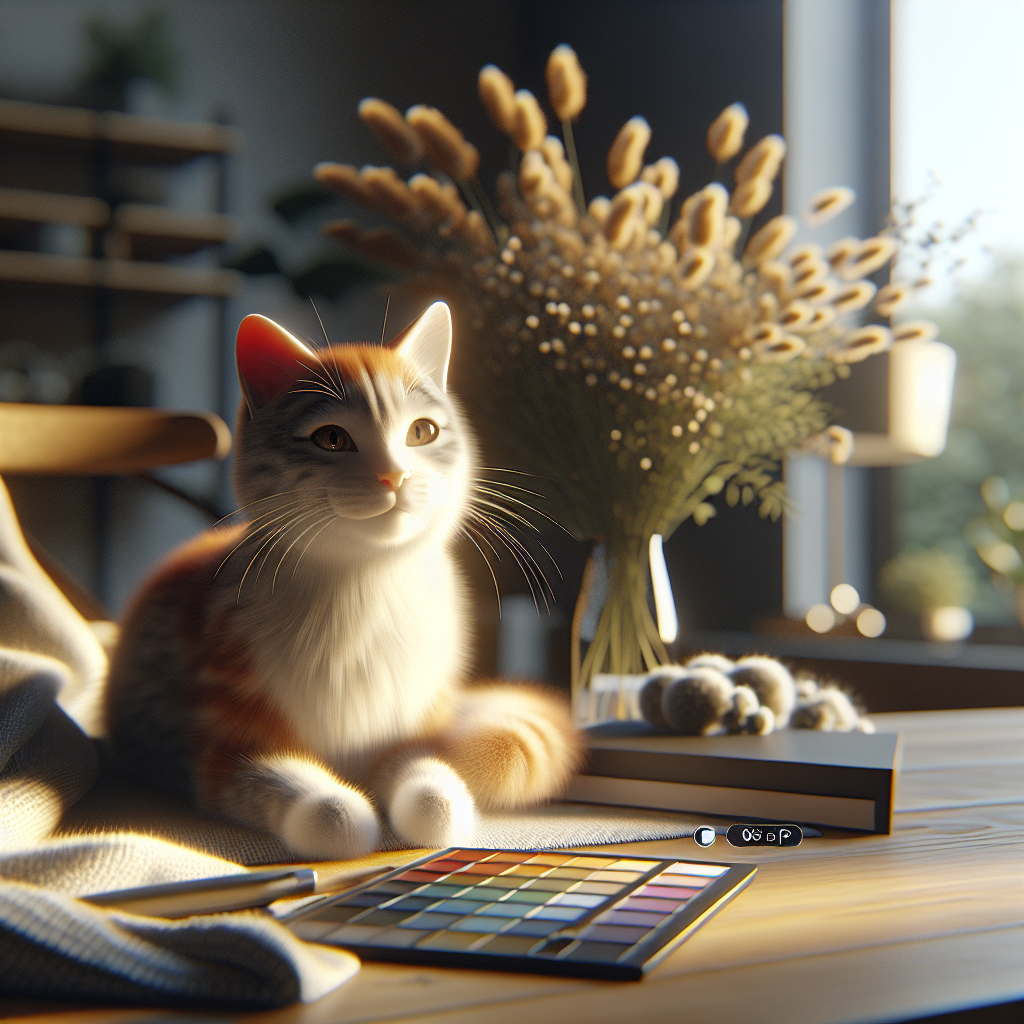 A fluffy tabby cat basking in the sunlight by a window