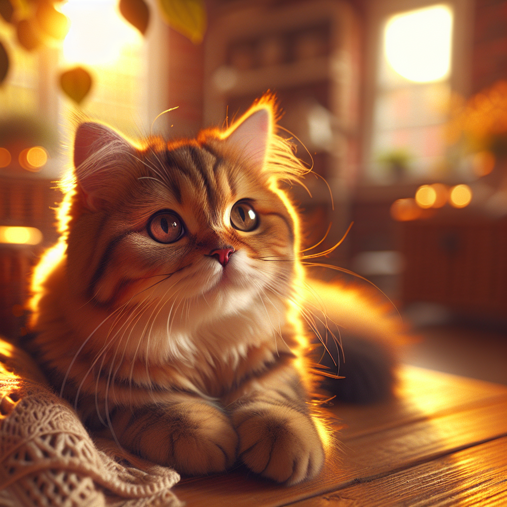 Fluffy tabby cat sleeping by a sunny window