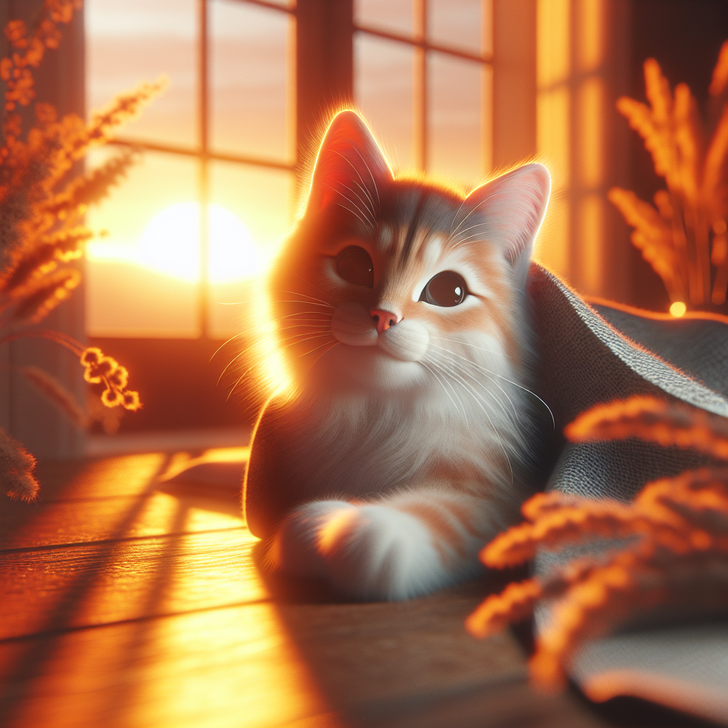 Snowball the cat basking in the morning sun.