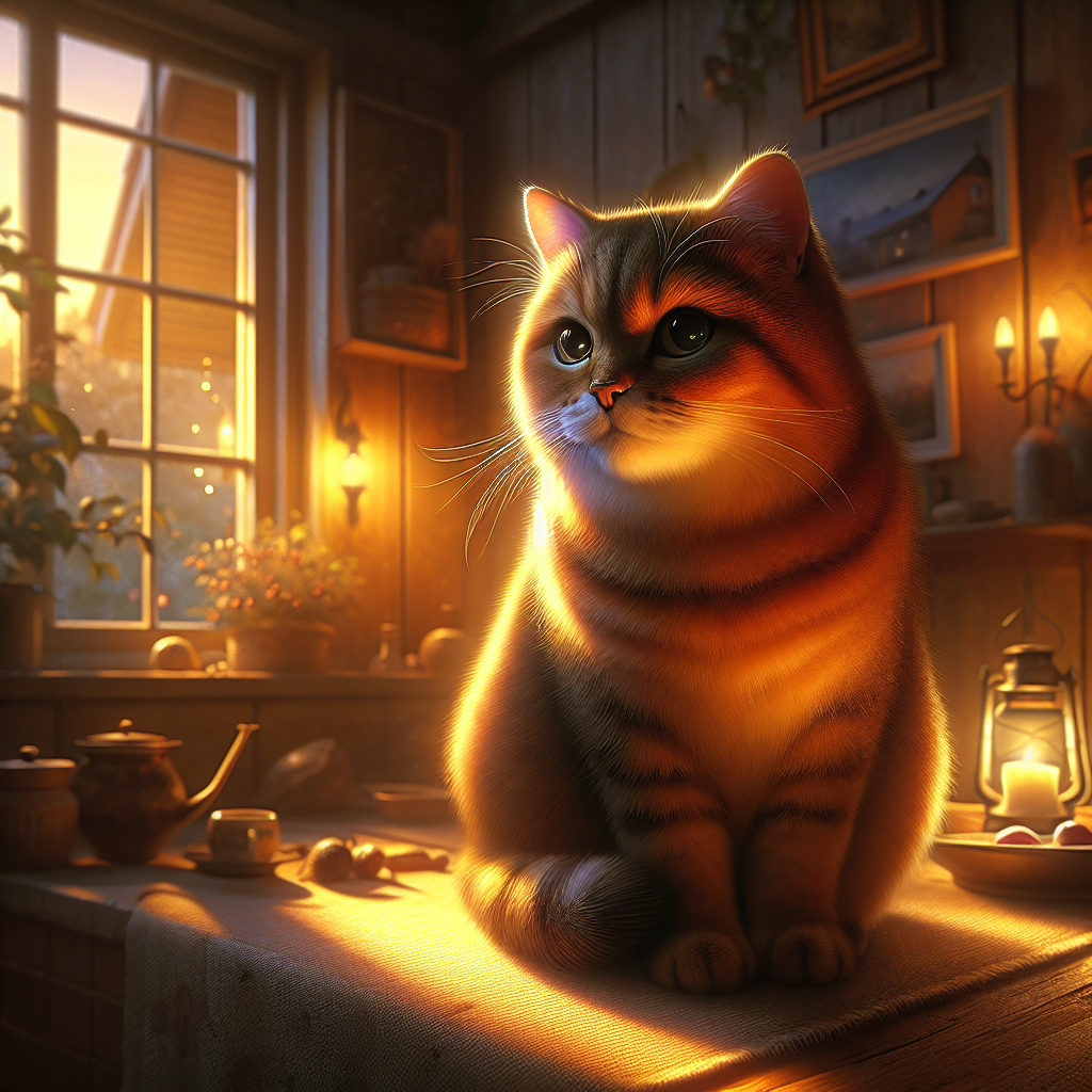 A curious cat exploring a garden at night under the moonlight.