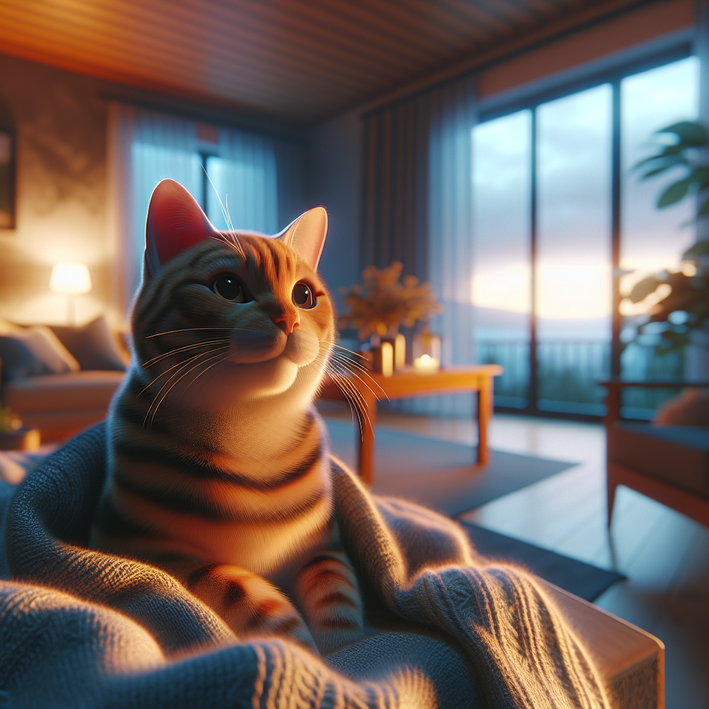 A curious tabby cat exploring a starlit garden.