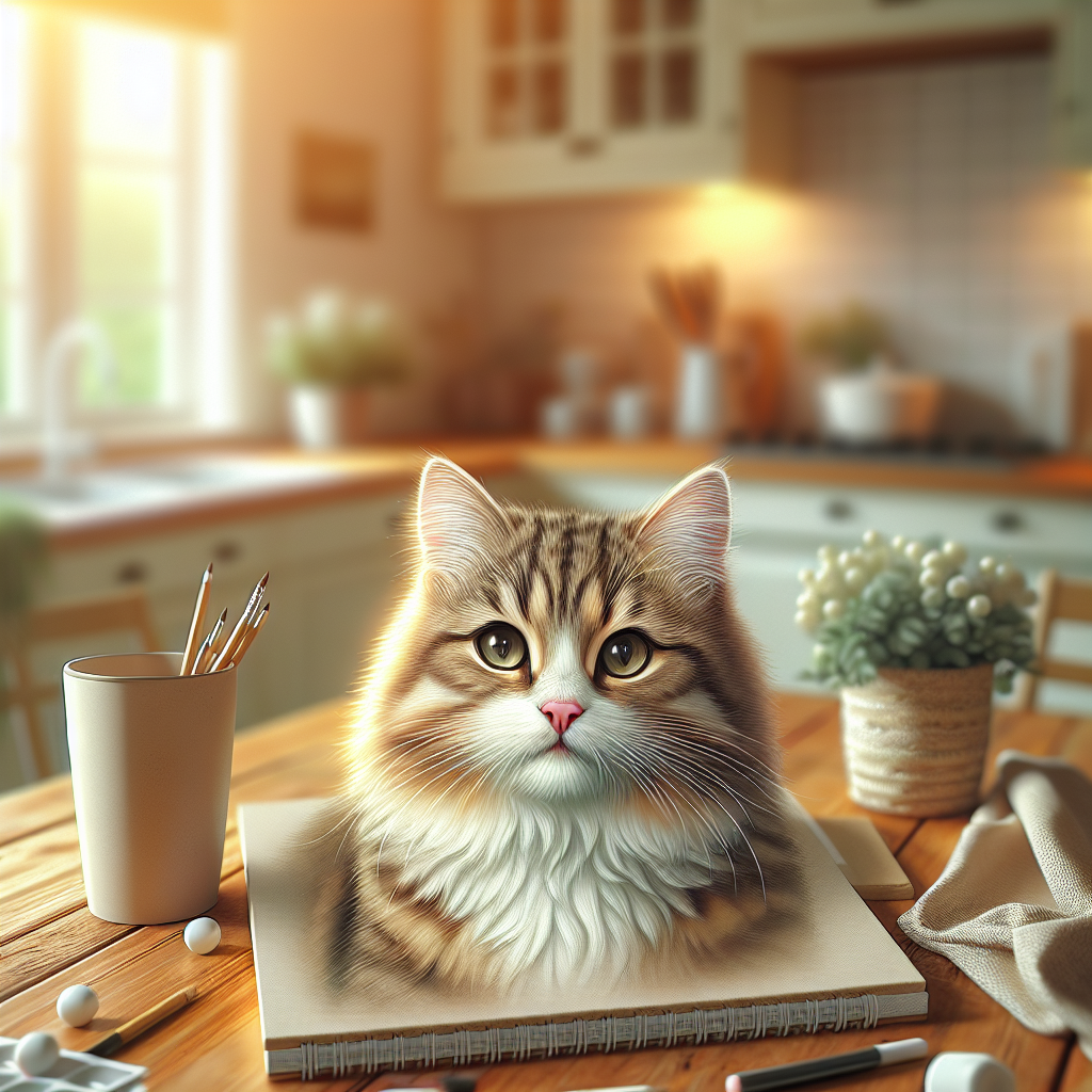 A fluffy tabby cat enjoying a sunny morning by the window.