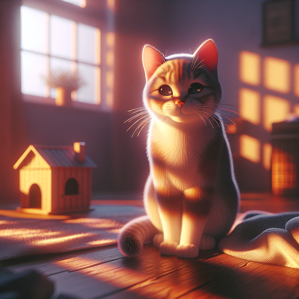 Whiskers the cat exploring a twilight garden