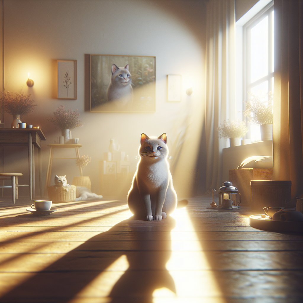 A tabby cat basking in morning sunlight by a window.