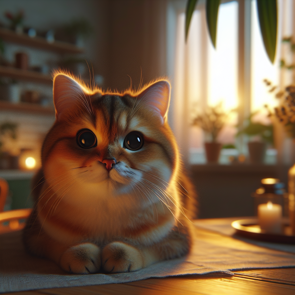 A ginger tabby cat under the moonlight in a garden.