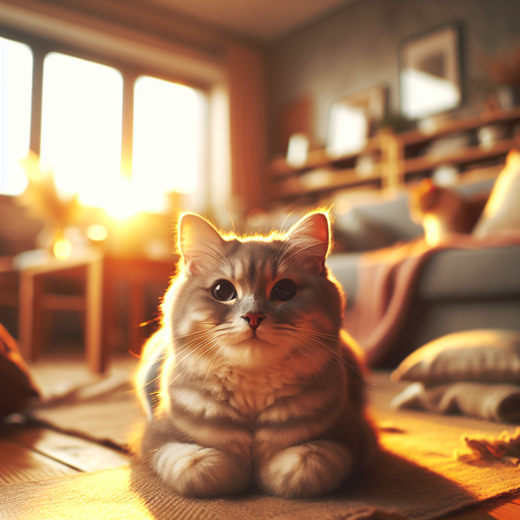 A tabby cat with emerald-green eyes basking in sunlight.