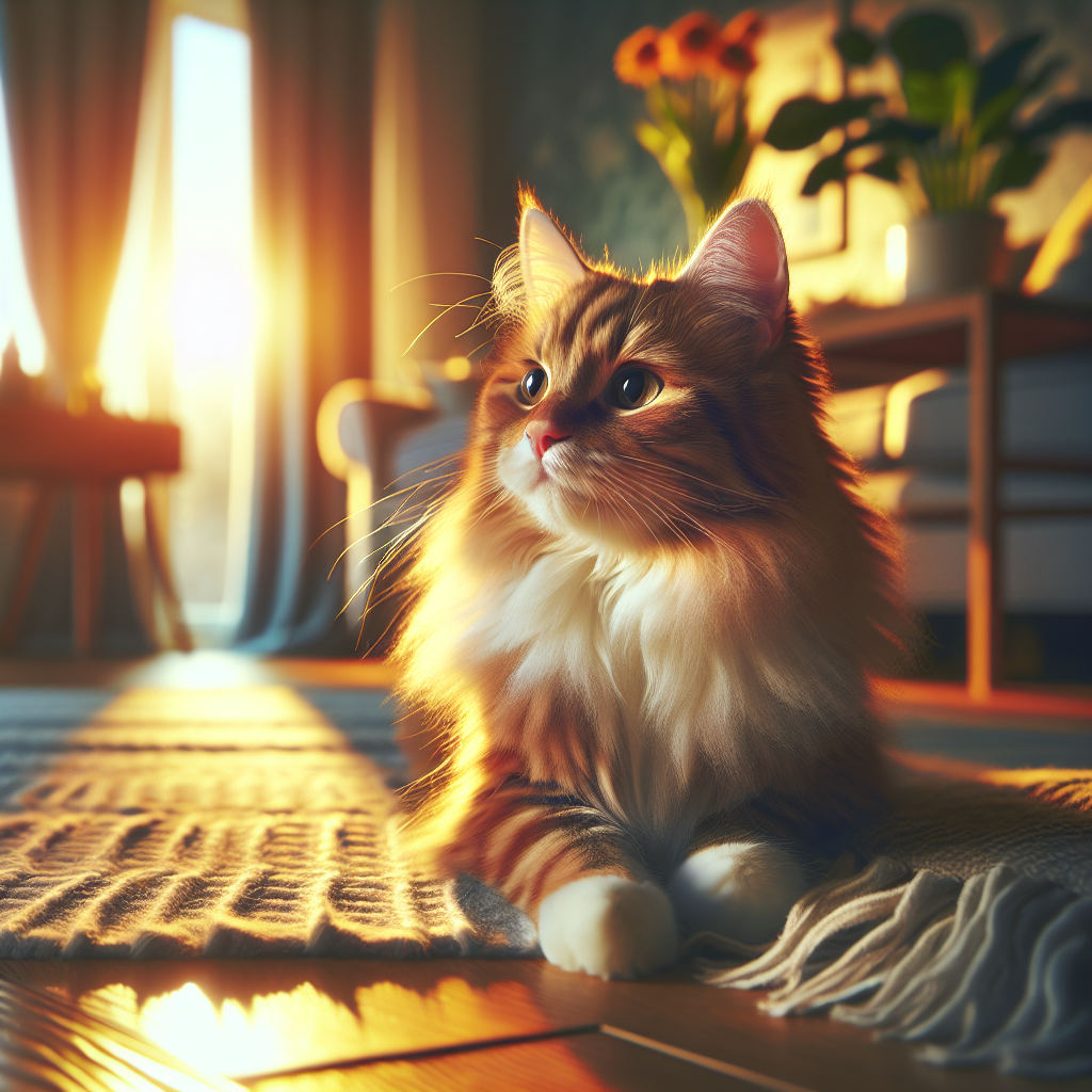 A tabby cat napping in a sunny spot on the floor
