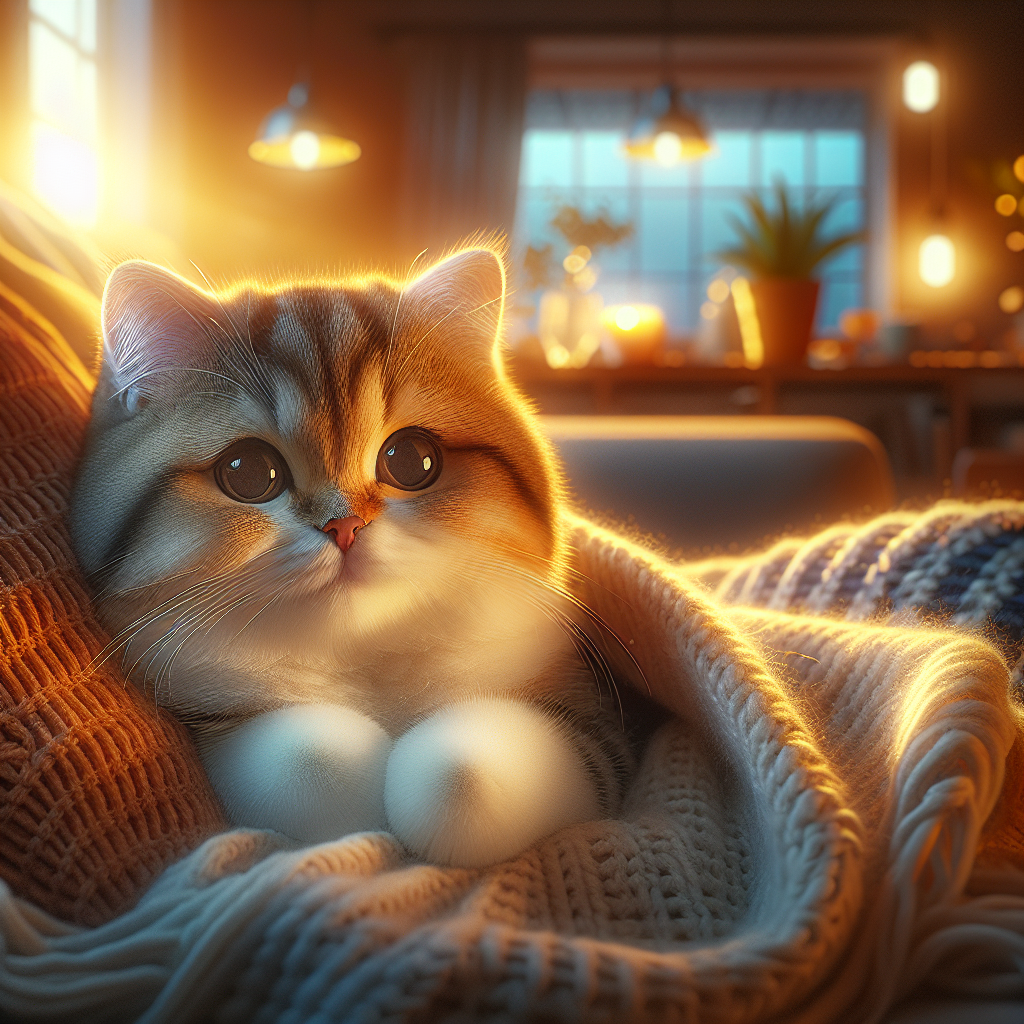 A fluffy tabby cat sitting under a moonlit sky.