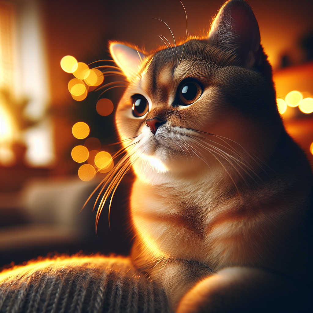 A tabby cat exploring a moonlit garden.