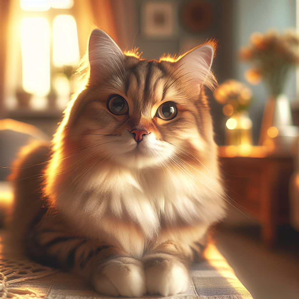 A tabby cat basking in morning sunlight.