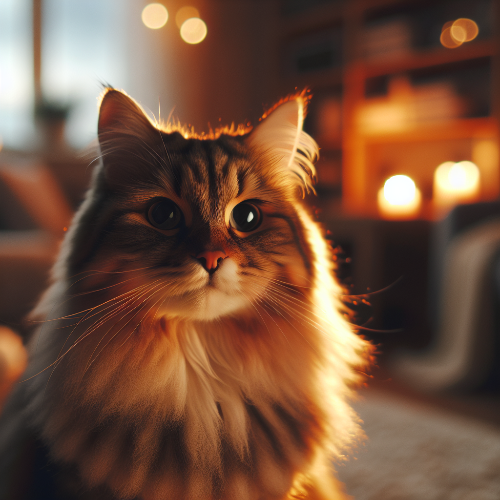 Whiskers the cat exploring a twilight garden.