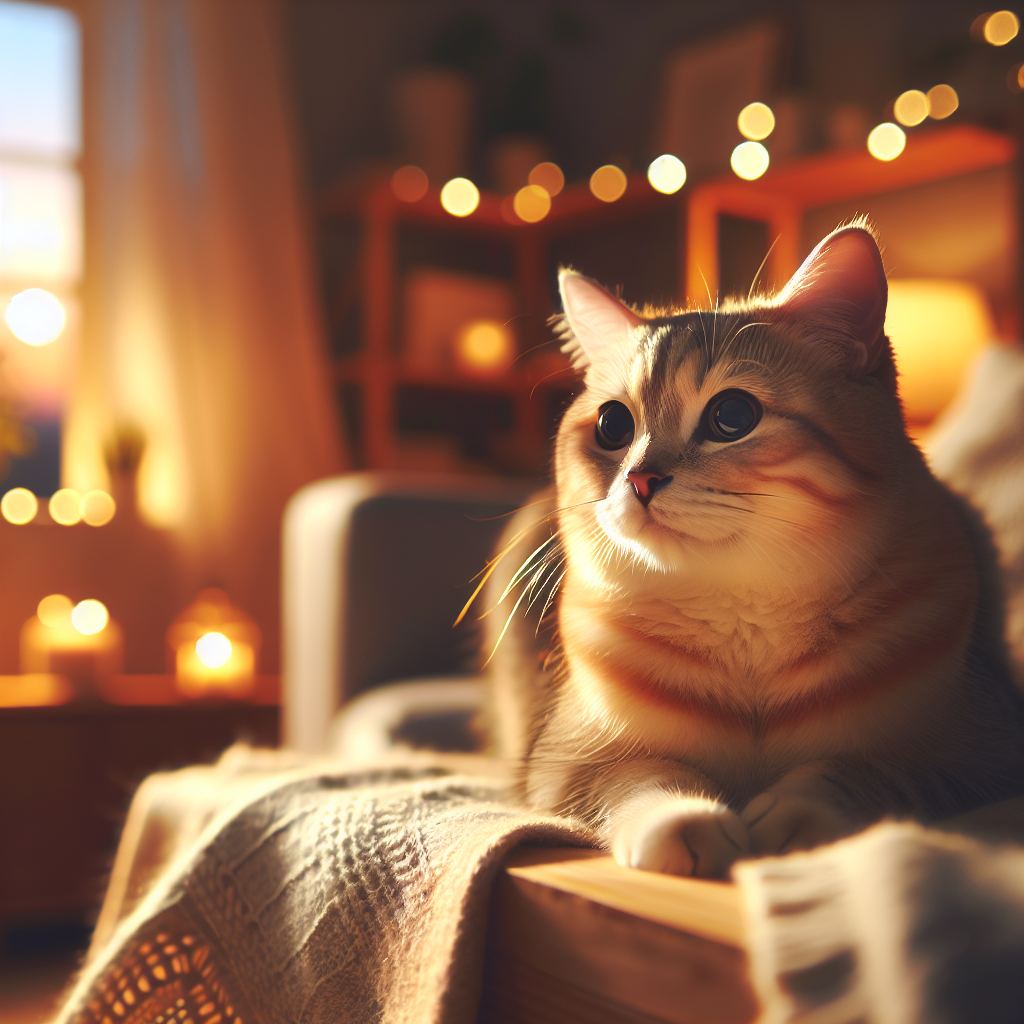 A tabby cat exploring a garden at twilight