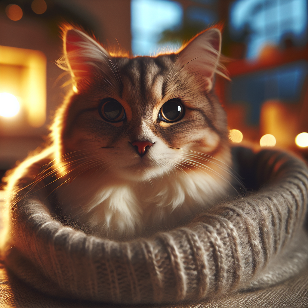 A tabby cat exploring a moonlit garden.