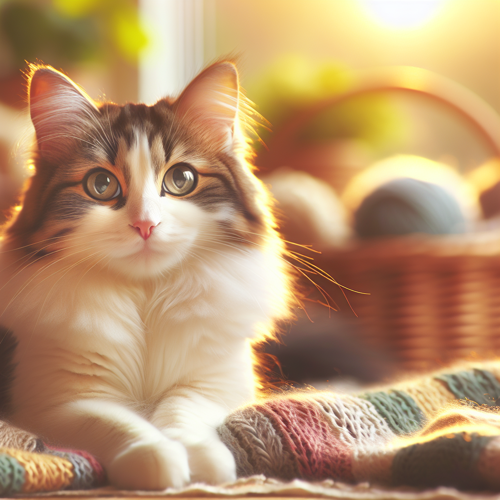 A fluffy tabby cat lounging on a sunny windowsill.