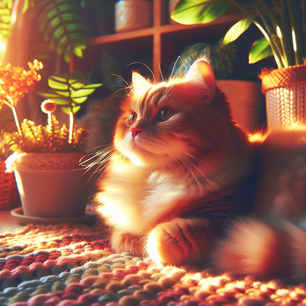 A fluffy tabby cat enjoying a sunbeam by the window