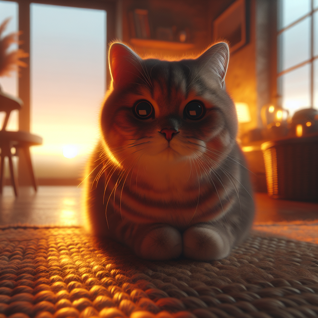 Tabby cat basking in morning sun