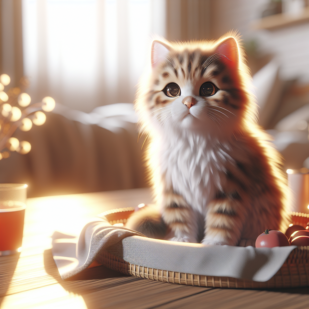 A fluffy tabby cat basking in the morning sun.