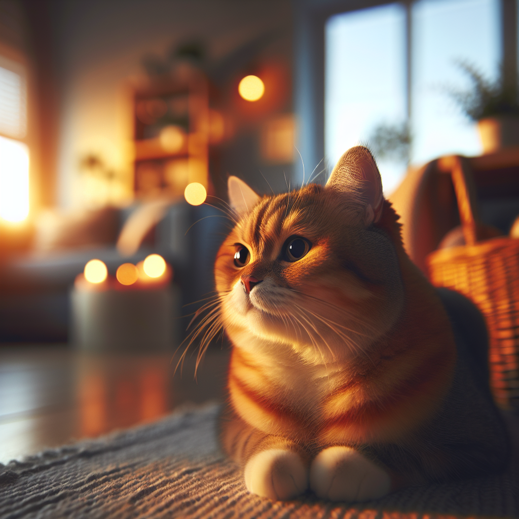 Fluffy tabby cat exploring a moonlit garden