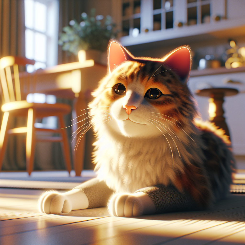 Tabby cat lounging in a sunbeam by a window