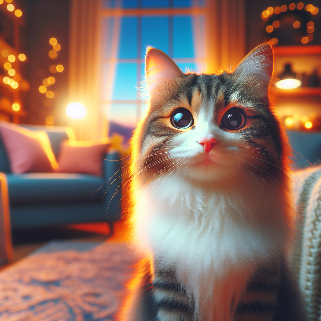 A tabby cat exploring a moonlit garden