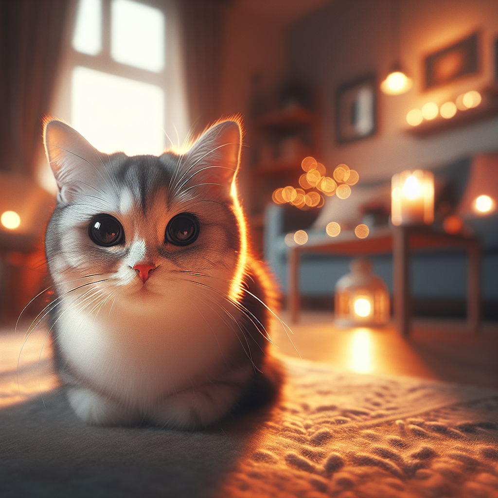 Tabby cat exploring a moonlit garden.
