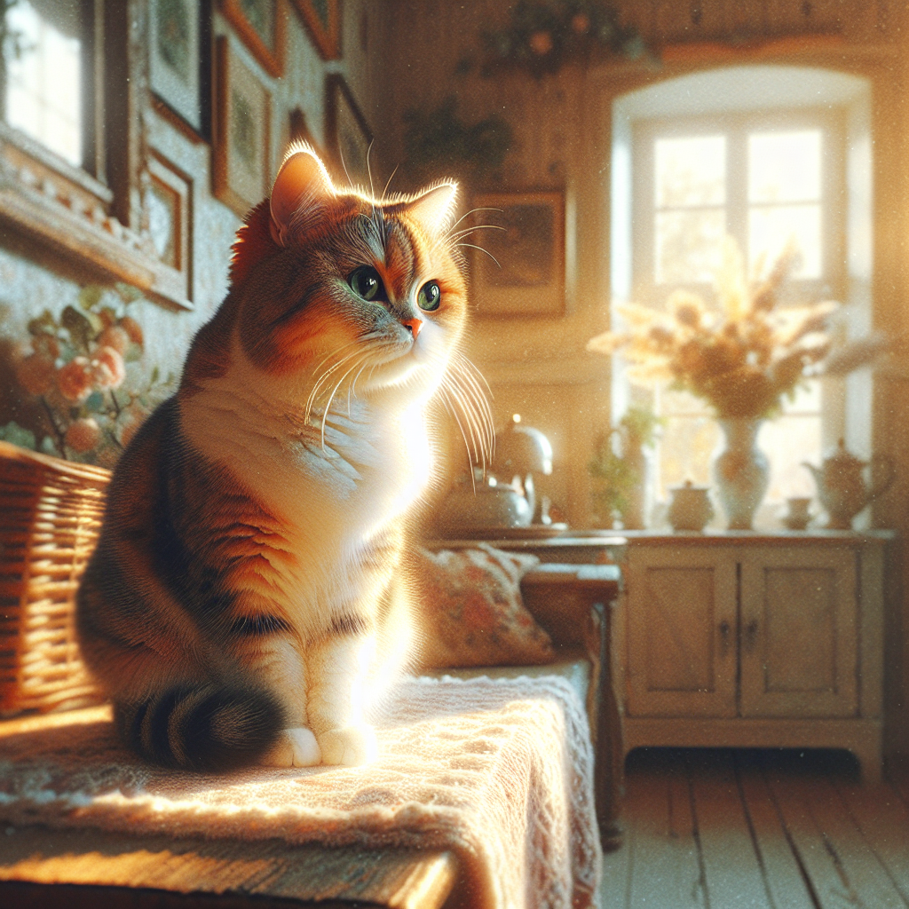 Gray tabby cat stretching in morning sunlight on a windowsill