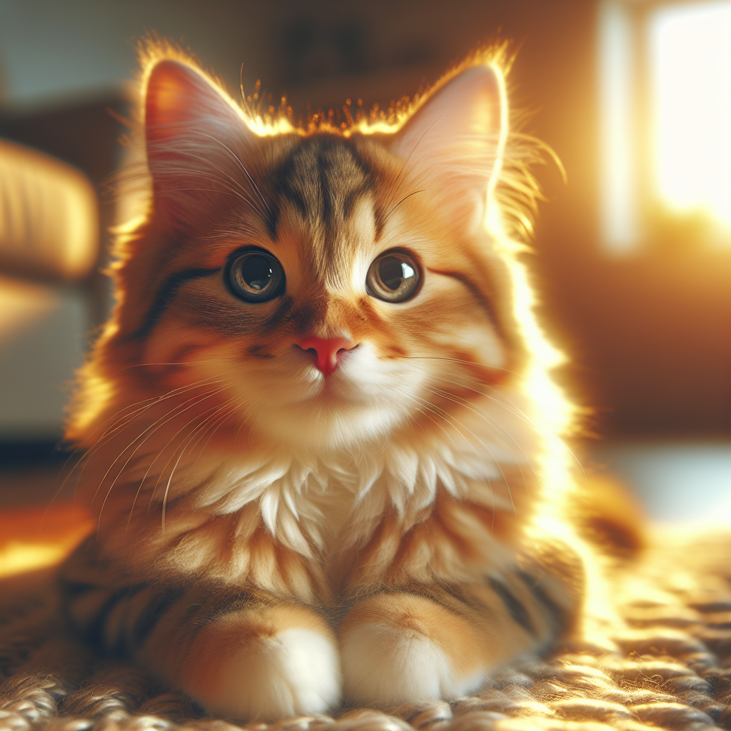 A tabby cat enjoying a sunny spot indoors.