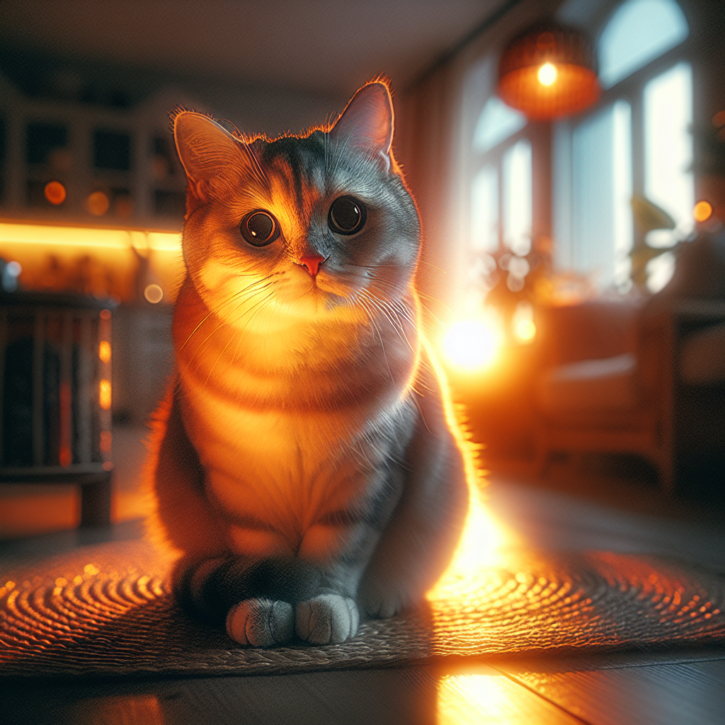 Whiskers the tabby cat under a starry night sky