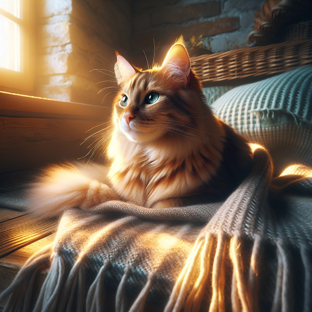 A tabby cat stretching in the morning sun.