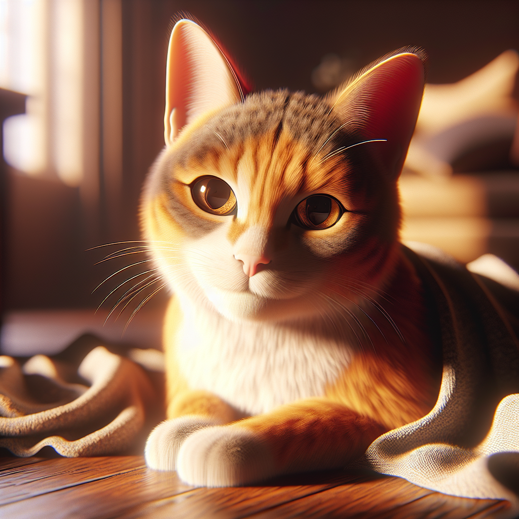 Whiskers, the tabby cat, lounging in a sunbeam.
