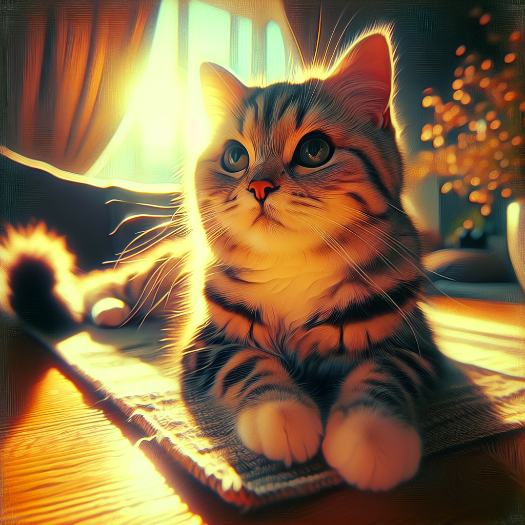 A fluffy tabby cat napping in a sunny window spot.