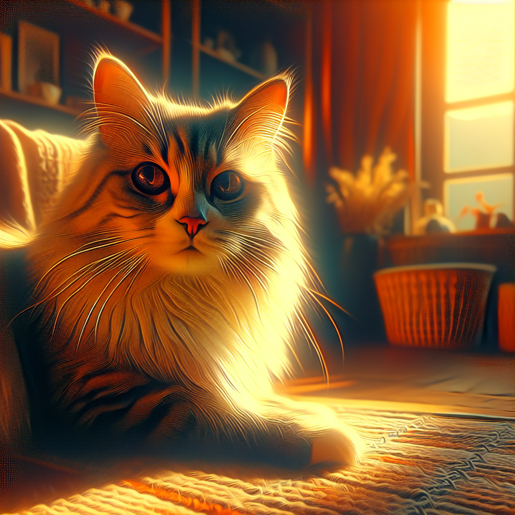 A fluffy tabby cat napping in a sunny window.