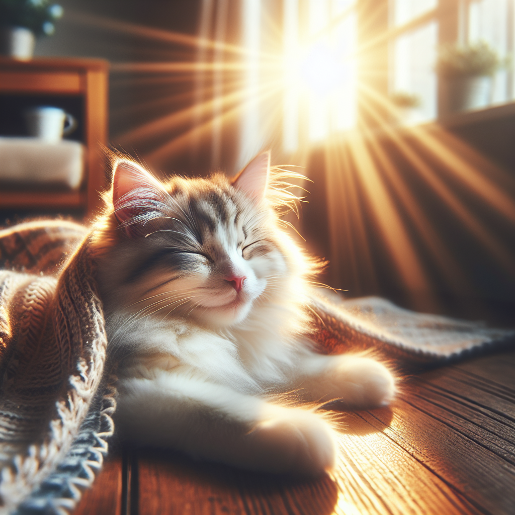 A content tabby cat basking in morning sunlight