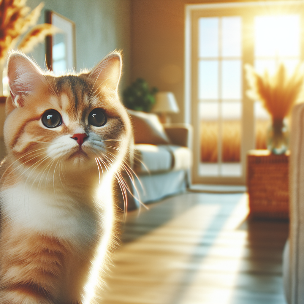 A tabby cat stretching on a sunny morning.