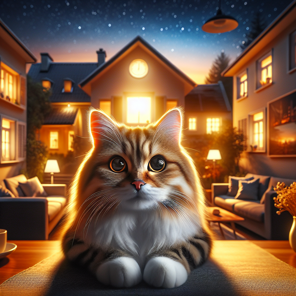 Curious tabby cat exploring under the stars