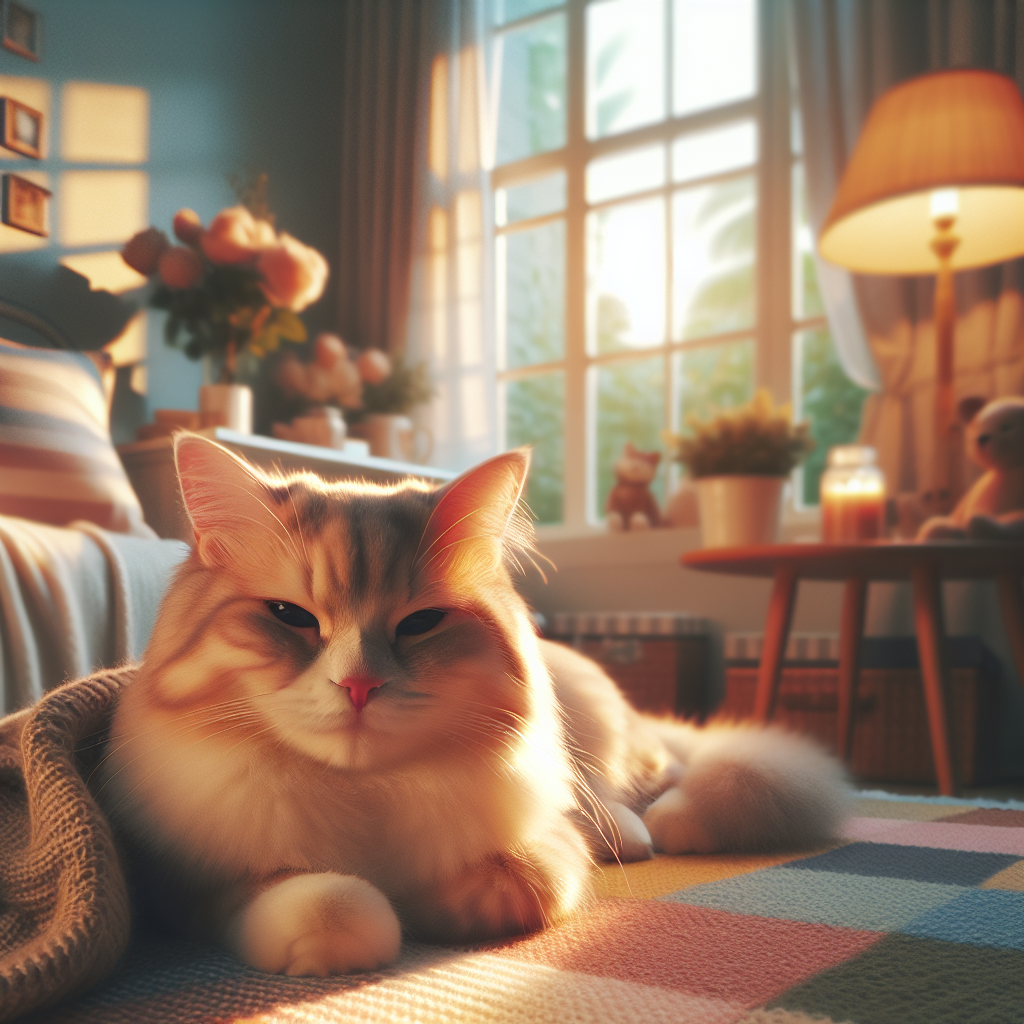 Whiskers the cat basking in sunlight by a window