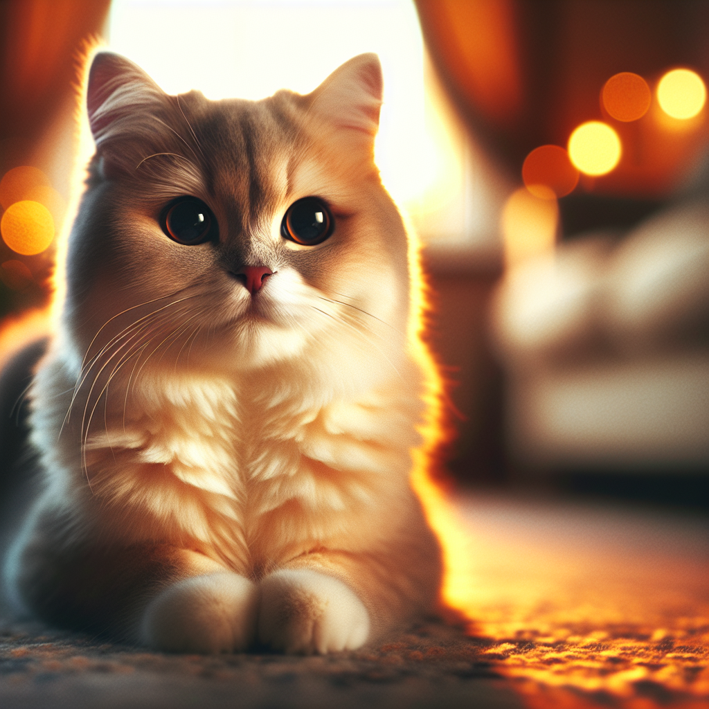 Ginger cat under moonlight in a garden.