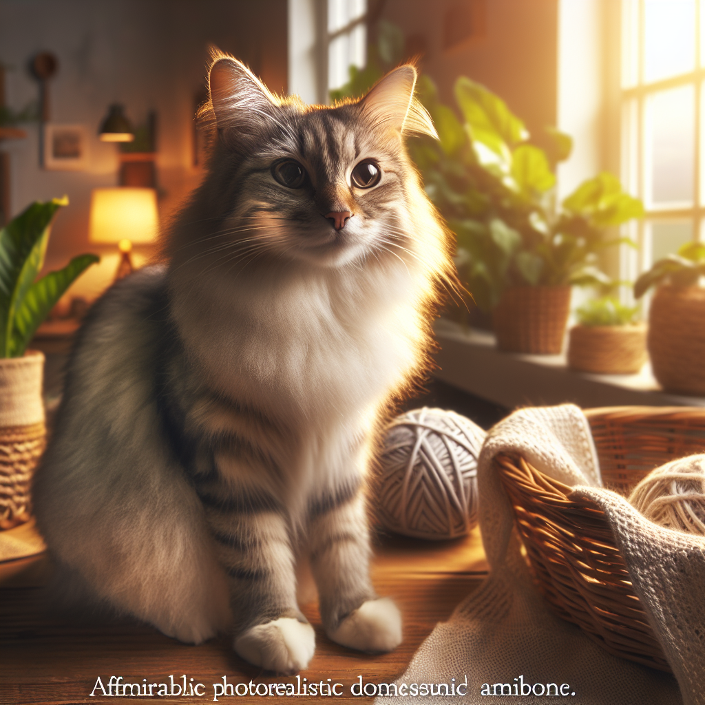 A fluffy tabby cat lounging in a sunlit window.