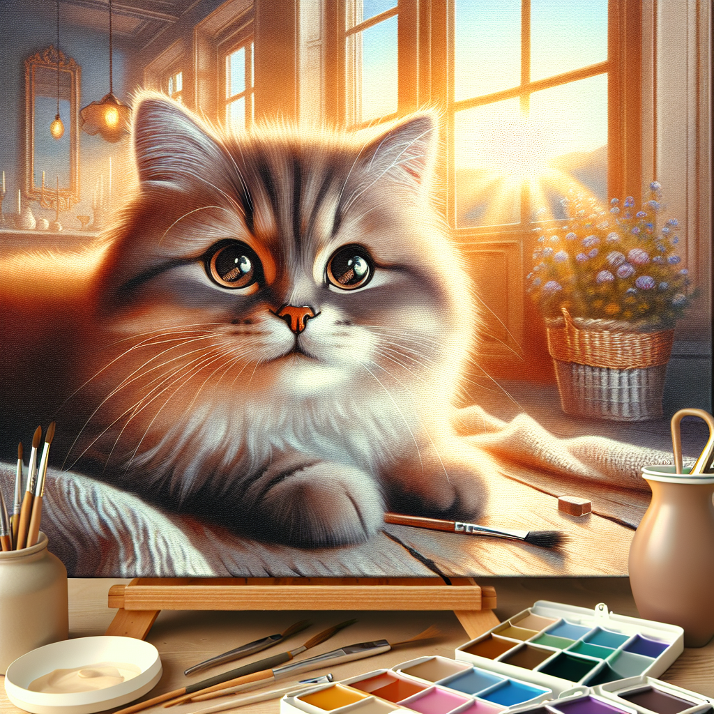 Fluffy tabby cat sitting on a sunny windowsill