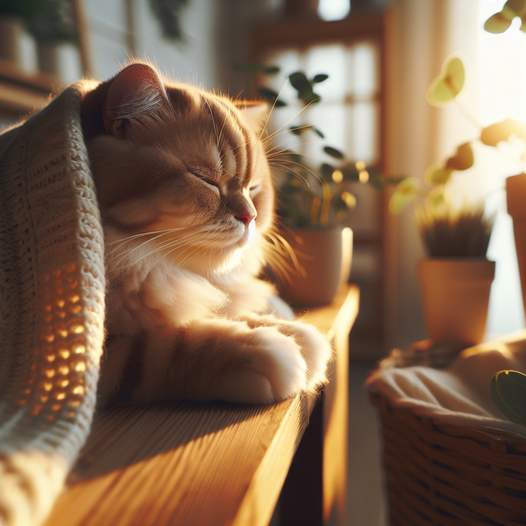 A fluffy tabby cat with green eyes basking in the sun.